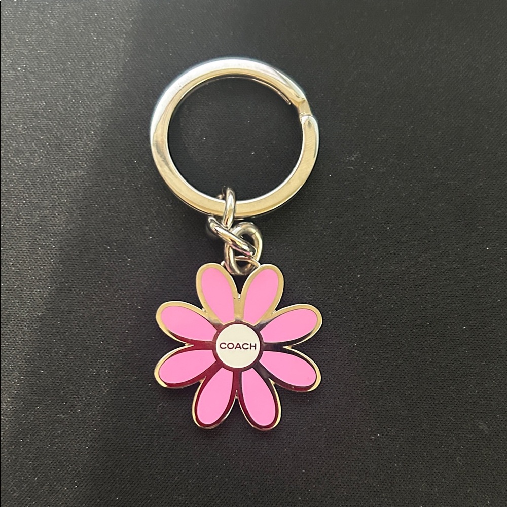 Coach Pink DaisyFlower Keychain